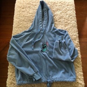 Disney Stitch Velour Crop Sweatshirt Juniors